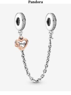 Pandora Family Heart Safety Chain Charm